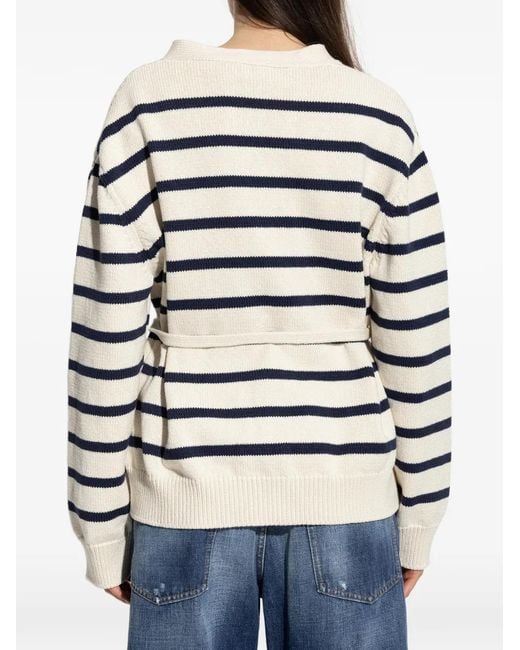 DSquared² White Cardigan À Rayures