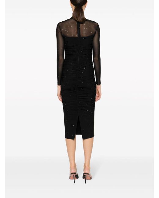 Nissa Black Crystal-embellished Cut-out Dress
