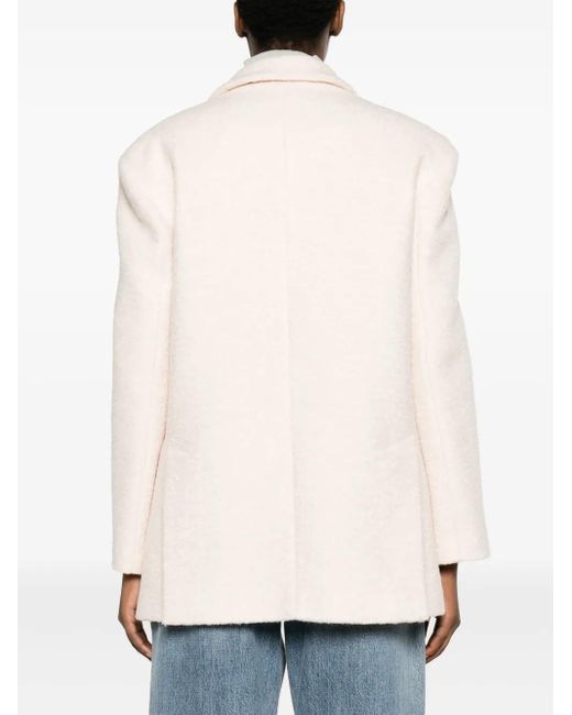 Blanca Vita White Notched-Lapels Textured-Finish Blazer
