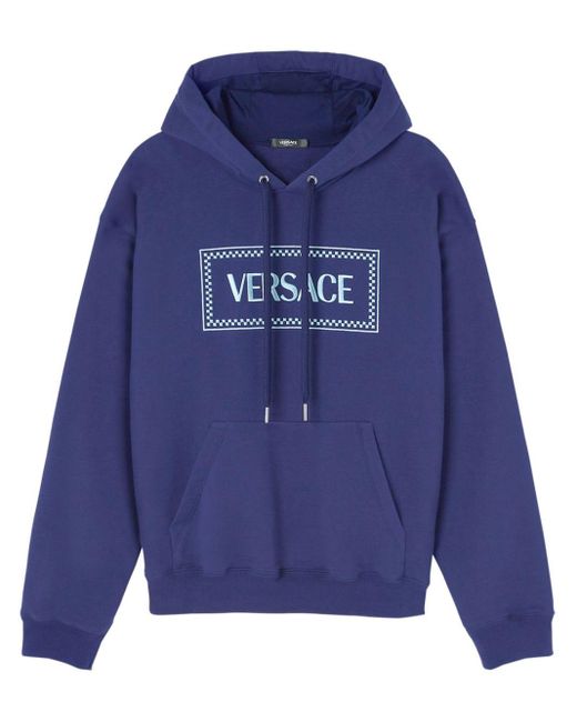 Versace 90s Vintage Hoodie Met Geborduurd Logo in het Blue voor heren
