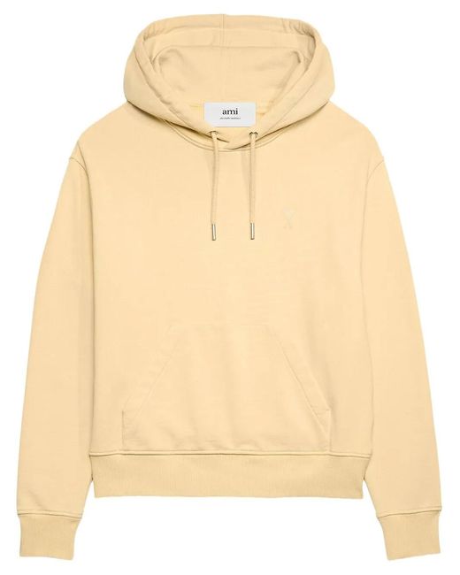 AMI Natural Logo-Embroidered Organic-Cotton Hoodie