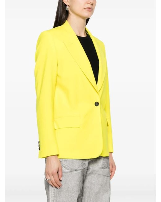 MSGM Yellow Single-Breasted Peak-Lapels Blazer