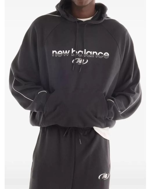 New Balance Black Trackside French-Terry Crew Hoodie for men