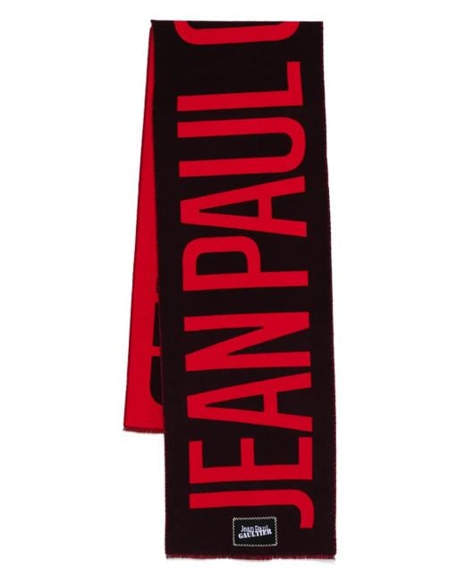 Jean Paul Gaultier Red Wool Scarf With Logo Accessories