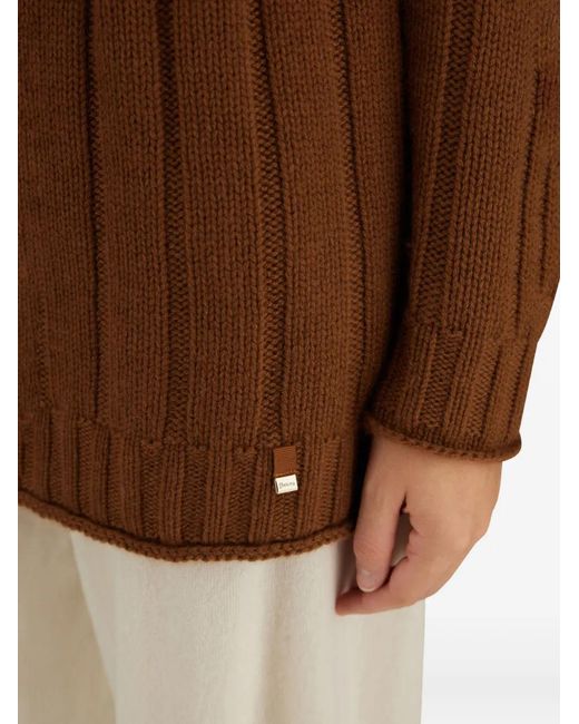 Herno Brown Roll-Neck Ribbed-Knit Sweater