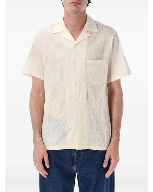 Portuguese Flannel White Duke Floral-Embroidered Shirt for men