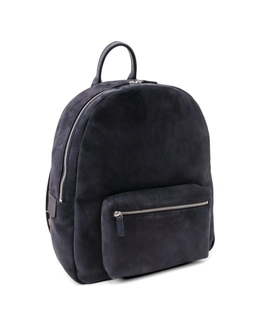 Kiton Blue Sac À Dos En Cuir À Fermeture Zippée for men