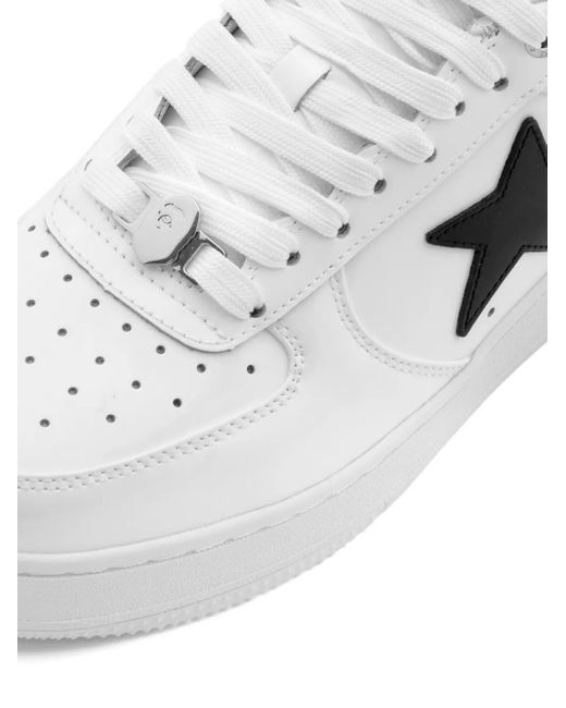 A Bathing Ape White Logo-Patch Sneakers for men
