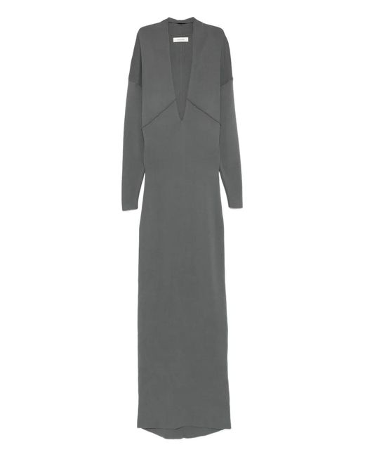 Entire studios Gray Rallel V-Neck Long-Sleeve Maxi Dress