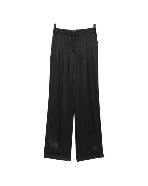 Tom Ford Black Silk Pleated Trousers