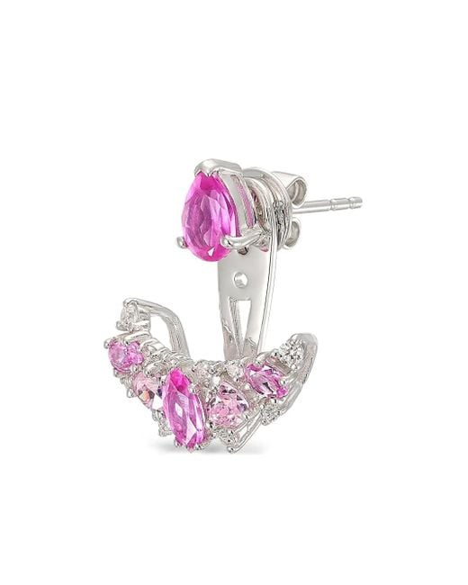 Anabela Chan Pink 18Kt Twinkle Ear Jackets Sapphire And Diamond Earrings