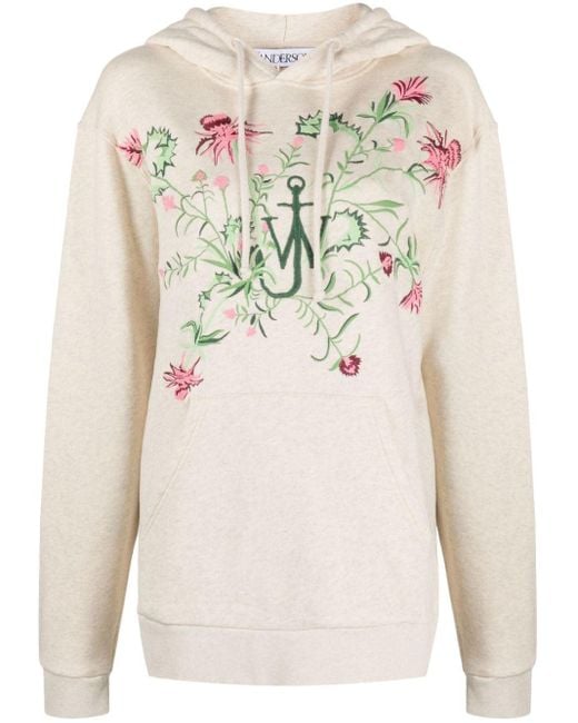 J.W. Anderson Natural X Pol Anglada Floral-embroidered Hoodie