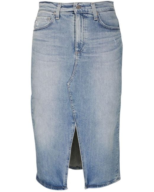 AG Jeans Blue Logo-patch Cotton Skirt