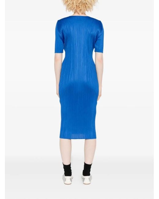 Pleats Please Issey Miyake Blue Pleated Long Dress
