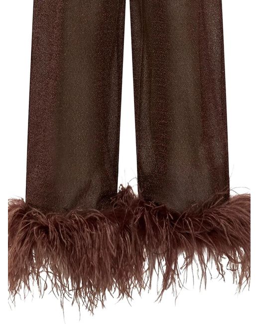 Oséree Lumière Plumage Trousers in Brown | Lyst