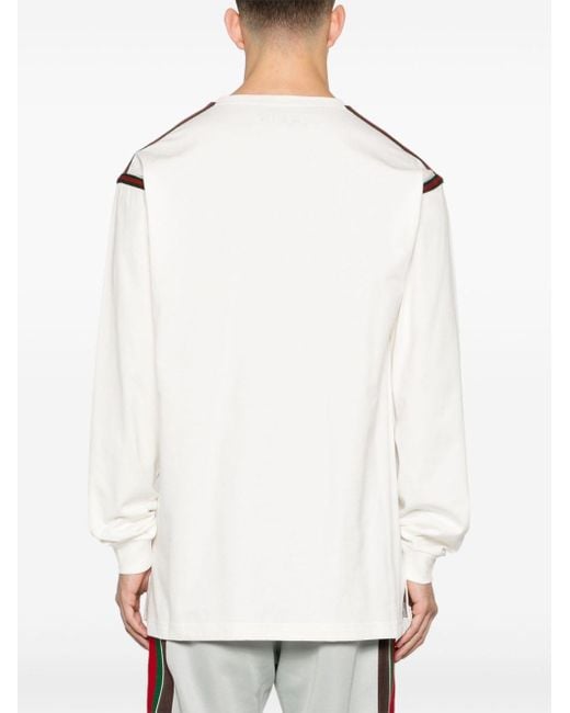 T-sirt en coton à rayures Web Gucci pour homme en coloris White