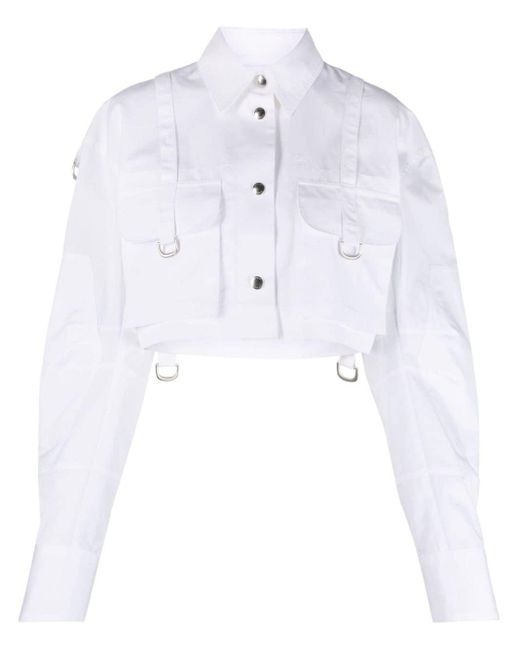 Off-White c/o Virgil Abloh Blue Co Cargo Cropped Cotton Shirt