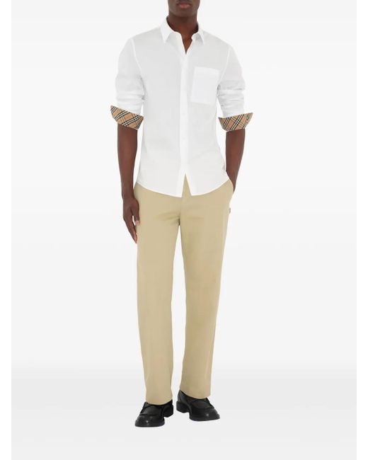 Burberry White Cotton Poplin Shirt for men