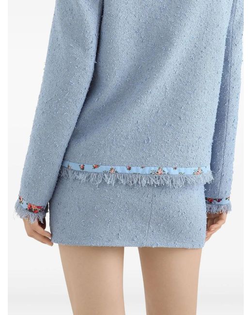 Dolce & Gabbana Blue Single-Breasted Rachel Basketweave Jacket