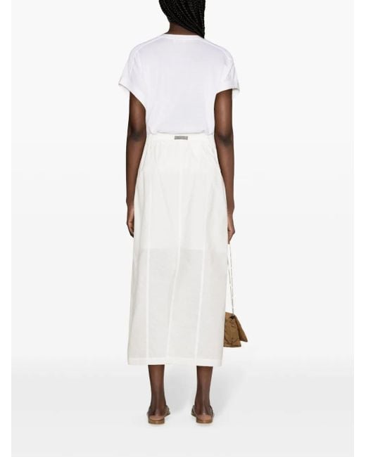 Brunello Cucinelli White Beaded-Trim Fine-Knit Top