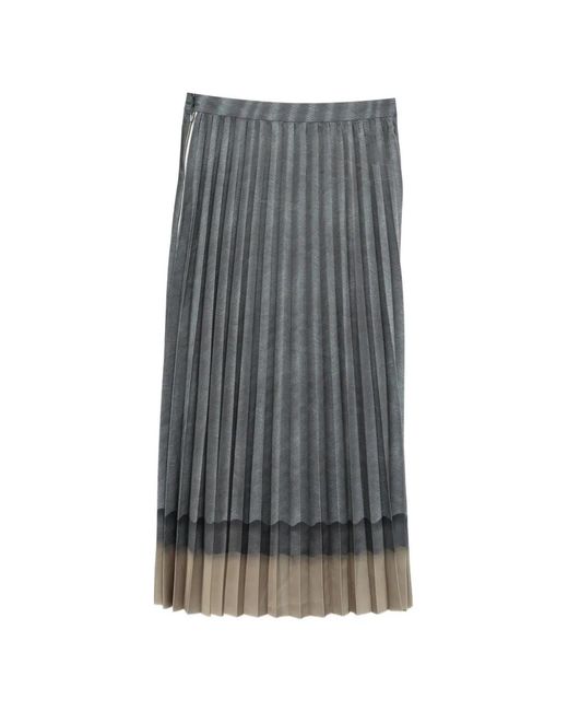 JNBY Gray Patterned Pleated Midi Skirt