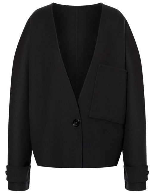 Philosophy Di Lorenzo Serafini Blue V-Neck Wool-Cashmere Jacket