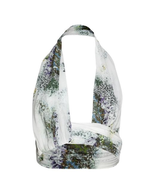 Christopher Esber White Absence-Print Crop Top