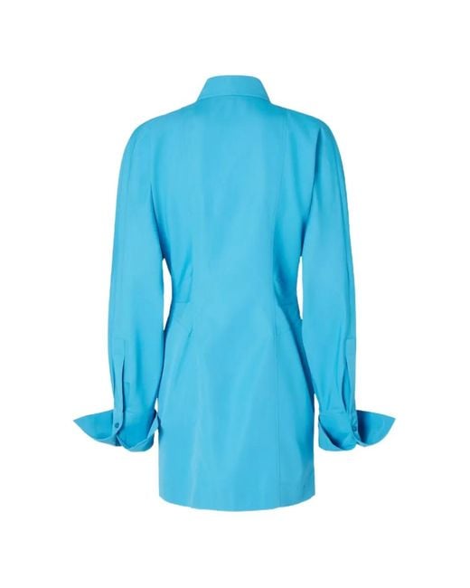 Fendi Blue Buttoned Collared Dress