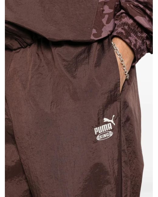 PUMA Brown King Logo-Print Track Pants for men