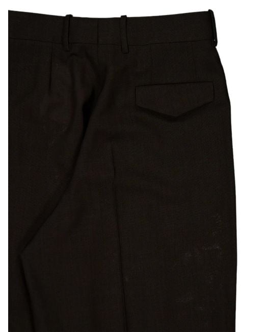 Tom Ford Black Wide-Leg Pleated Wool Trousers