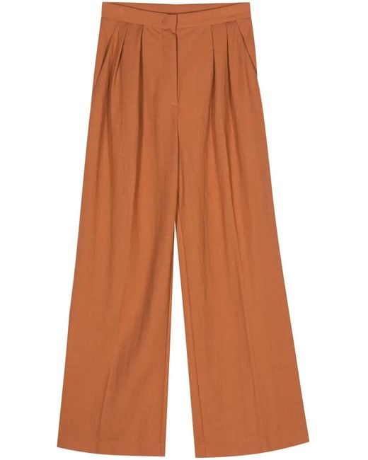 Harris Wharf London Brown High-Waisted Palazzo Pants