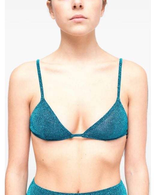 Laura Urbinati Blue Lurex-Detail Triangle Bra