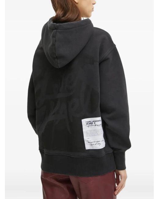 Karl Lagerfeld Gray Logo-Print Hoodie