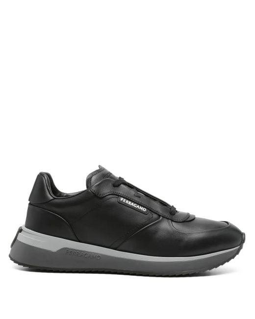 Ferragamo Black Leather Sneakers for men