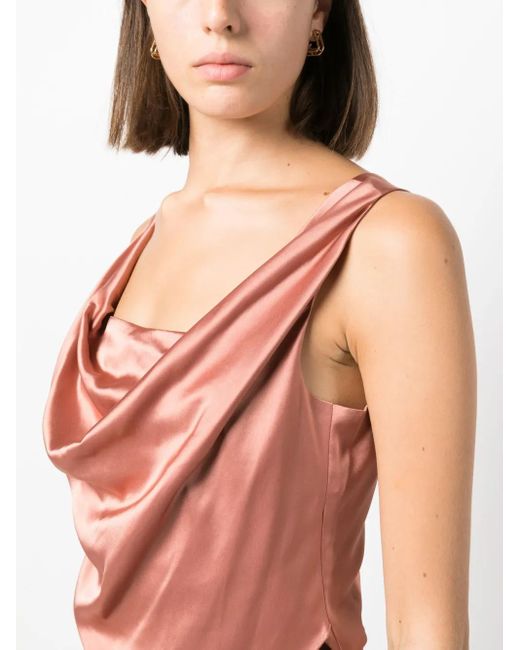 Nanushka Pink Petra Sleeveless Draped Satin Top
