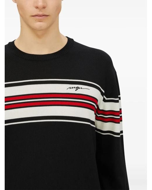 MSGM Black Chest Stripe Jumper for men