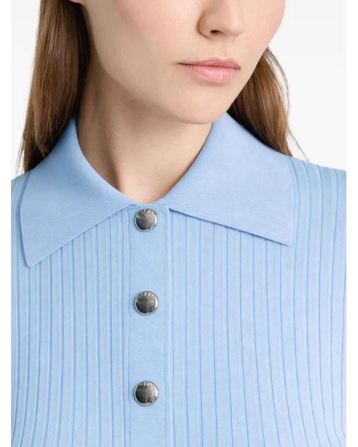 Fusalp Blue Ribbed Buttoned Polo Shirt