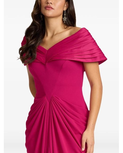 Tadashi Shoji Pink Pleated V-Neck Maxi Dress