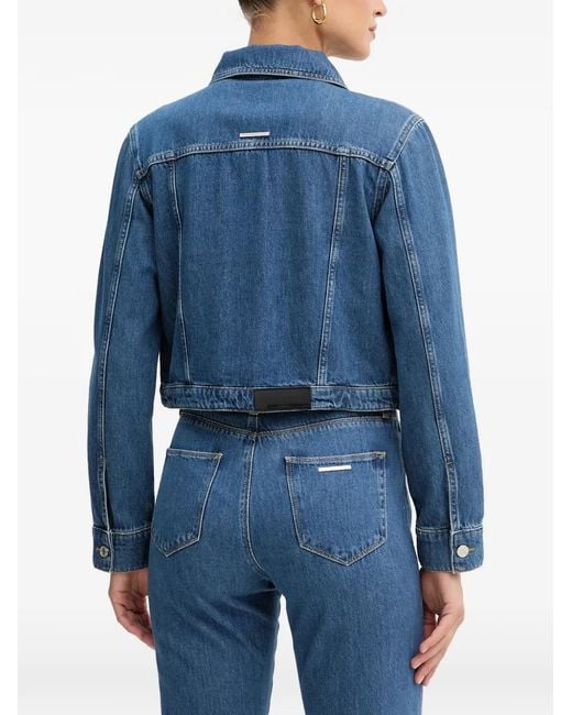 Karl Lagerfeld Blue Button Cropped Jacket