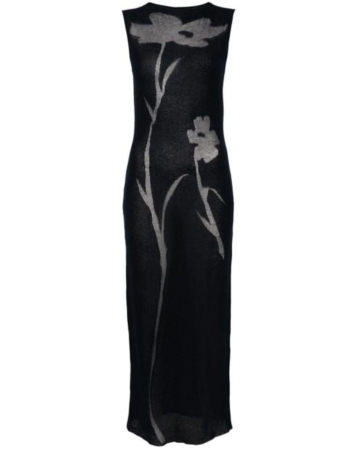 Paloma Wool Black Sabado Jacquard-Kleid Mit Semi-Transparenten Blumen