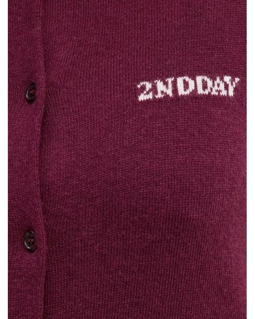 Day Birger et Mikkelsen Purple Logo-Intarsia Cardigan