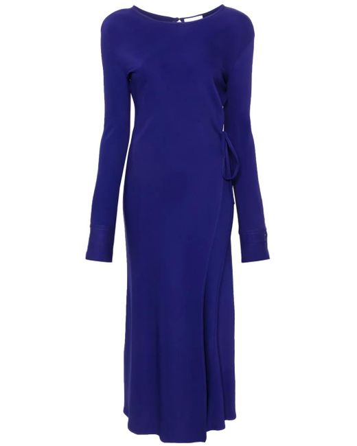 Forte_forte Blue Stretch Cady Crepe Wrapover Dress Clothing