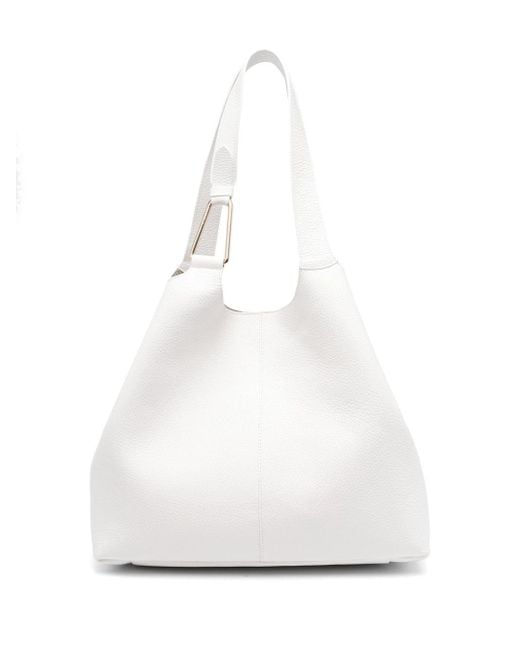 Coccinelle White Large Brume Leather Tote Bag