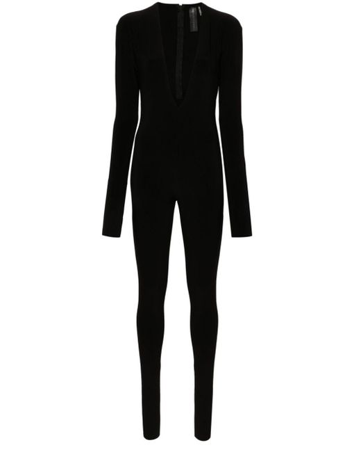 Norma Kamali Black Jumpsuit mit tiefem V-Ausschnitt