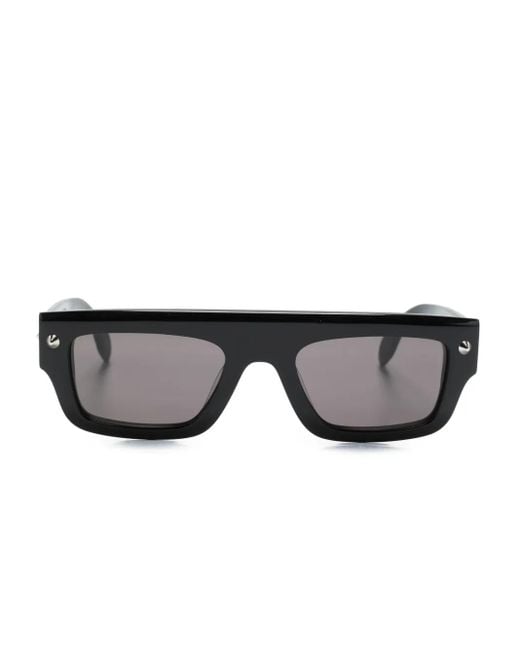 McQueen Gray Rectangle-Frame Sunglasses