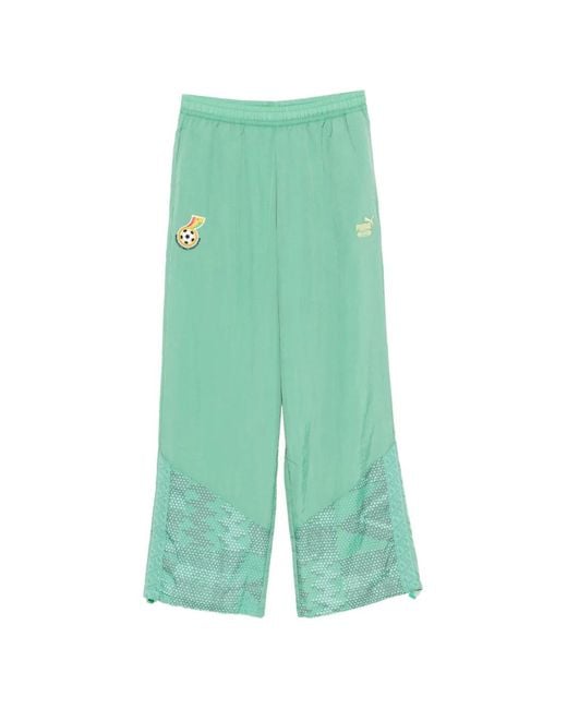 PUMA Green Logo-Embroidered Track Pants for men