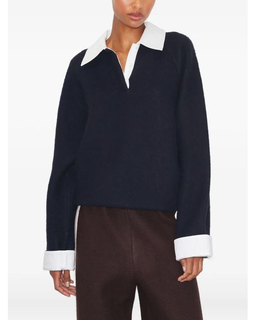Tory Burch Blue Wool Rugby Polo