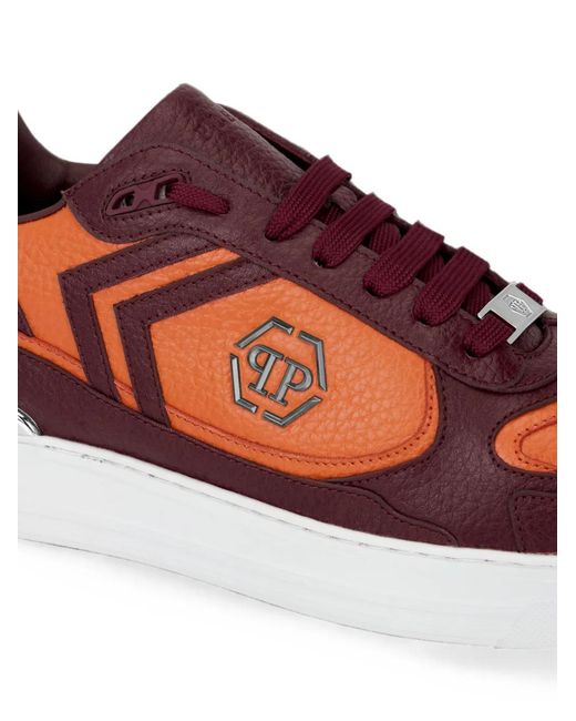 Philipp Plein Red Low-Top Pit-$Top Deer Leather