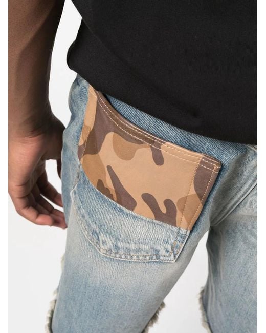 Amiri Blue Distressed Knee-Length Denim Shorts for men