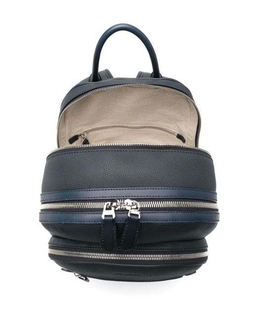 Santoni Black Leather Backpack for men